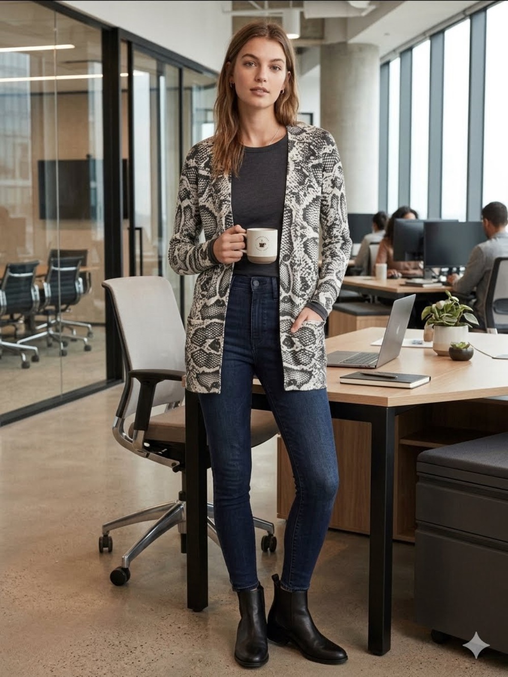 Twelfth Street Cynthia Vincent Silk Snake Print Cardigan - P